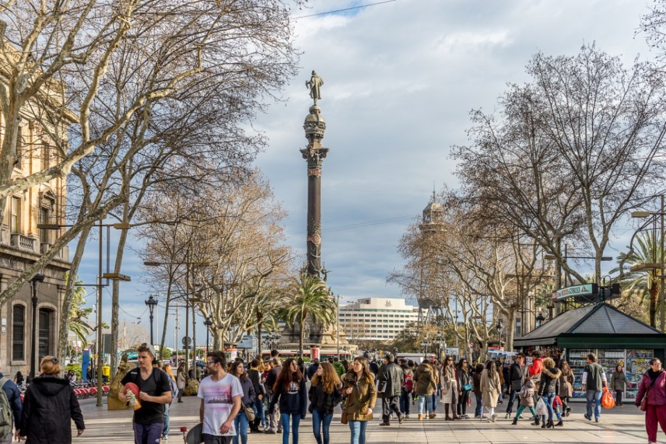 Colon statue in the Rambles. Barcelona