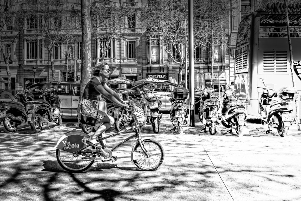 Girl on bike. Barcelona