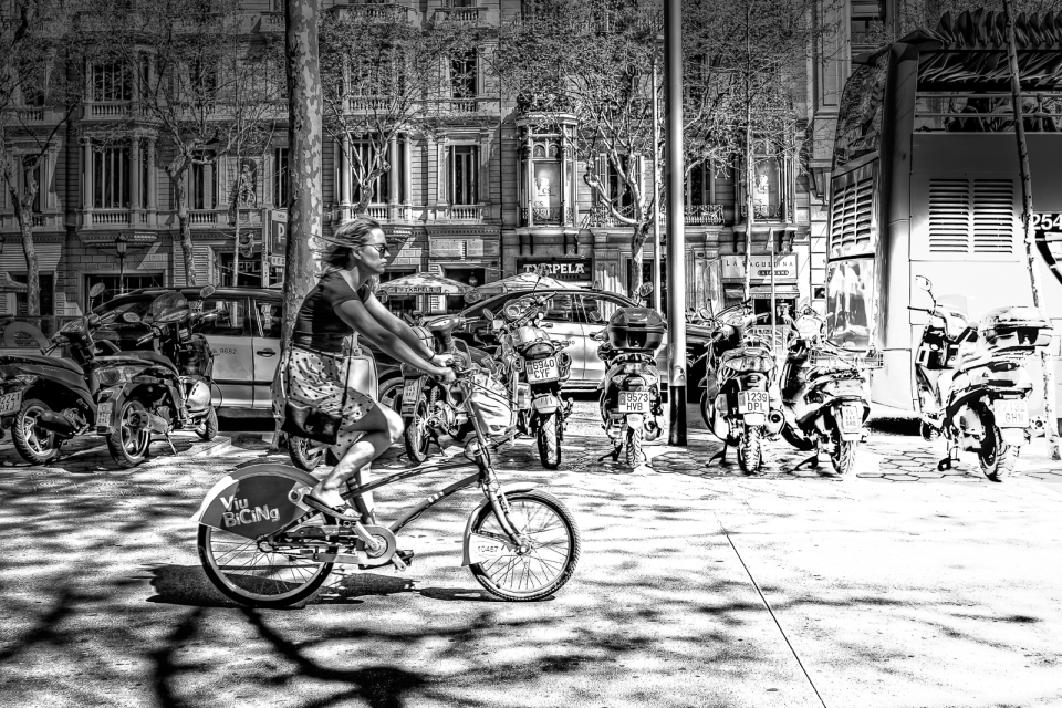 Girl on bike. Barcelona