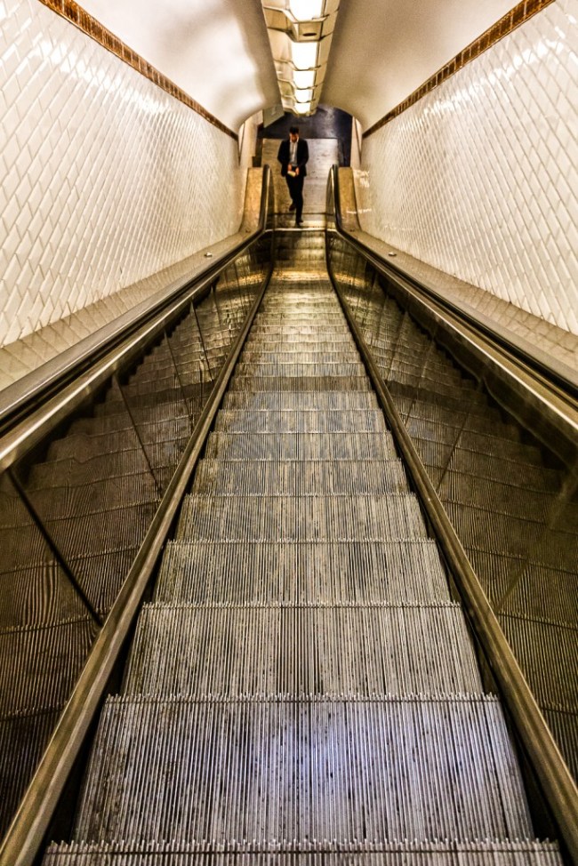 Escalators. Metro Paris